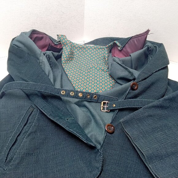 Vintage '70s 2-pc Set Suit Corduroy Blazer Belted + Skirt Kick Pleat S/M(6-8) - Picture 9 of 10